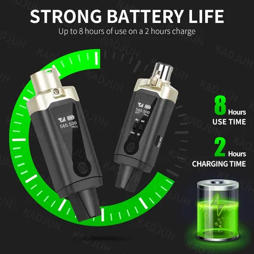 Vista 7 de Transmisor y receptor inalámbrico XLR y receptor transmisor de guitarra inalámbrico, adaptador de micrófono recargable de 16 canales de 196 pies