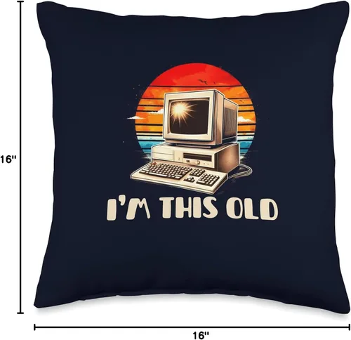 Vista 4 de 90s Nostalgia Gift Old School Computer Shirts I'm This Old 90s Computer Nerd Geek - Almohada de cumpleaños retro divertida de 16 x 16 pulgadas