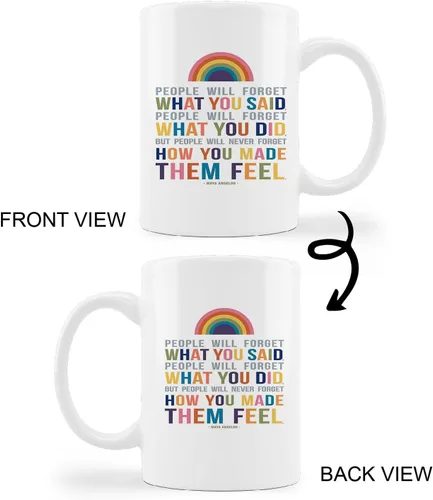 Vista 4 de kunlisa Taza de cerámica con frase "People Will Forget What You Said Maya Angelou", taza de cerámica de 11 onzas con asa, regalos inspiradores