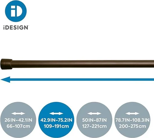 Vista 3 de InterDesign Cameo - Barra de cortina ajustable y personalizable para bañera, ducha, ropero, puerta