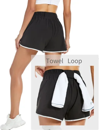 Vista 4 de VIMPUNEC Workout Yoga Shorts for Women Athletic High Waisted Elastic Running Pants with Zipper Pockets