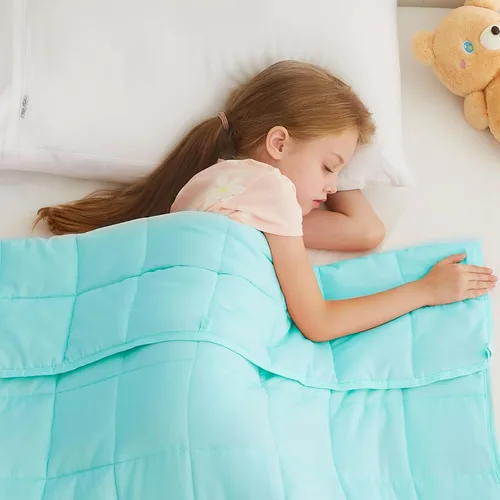 Vista 52 de L'AGRATY Manta con peso de 5 libras, para regazo, manta pequeña y portátil para adultos, refrescante, para viajar, relajarse y dormir, para todas