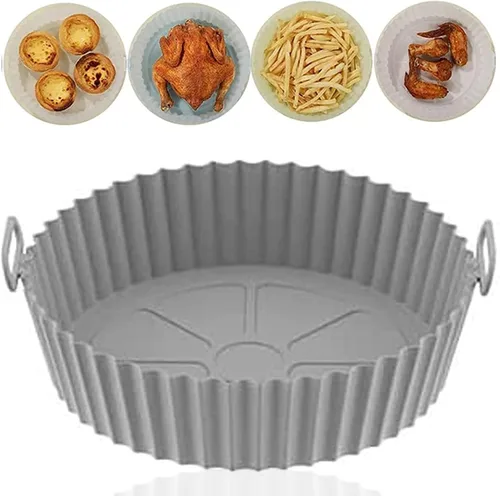 Vista 15 de Bandeja de silicona para hornear para freidora de aire, bandeja de silicona reutilizable para freidora de aire para canasta de 3.6 a 6.8 cuartos