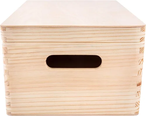 Vista 7 de Creative Deco Caja de almacenamiento grande de madera con tapa con bisagras 11.8 x 7.87 x 5.51 pulgadas (+-0.5) Caja de regalo sin acabar, lisa