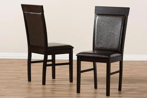 Vista 6 de Baxton Studio Thea Silla de comedor y silla de comedor tapizada de piel sintética marrón oscuro