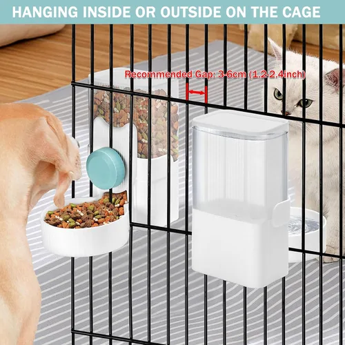 Vista 2 de ShineMe - Comedero automático para gatos y dispensador de agua, 35 onzas, comedero automático por gravedad para colgar alimentos y agua