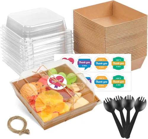 Vista 7 de 50 cajas de charcutería con tapas transparentes, recipientes de comida individuales para llevar, recipientes para llevar de 5 pulgadas, recipientes