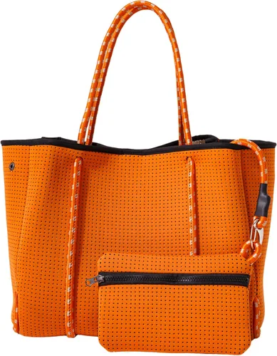 Vista 12 de POPUPS Bolso grande de neopreno para mujer - Bolso de mano de diseñador para todos los días, para el trabajo, la playa y viajes con bolsillos