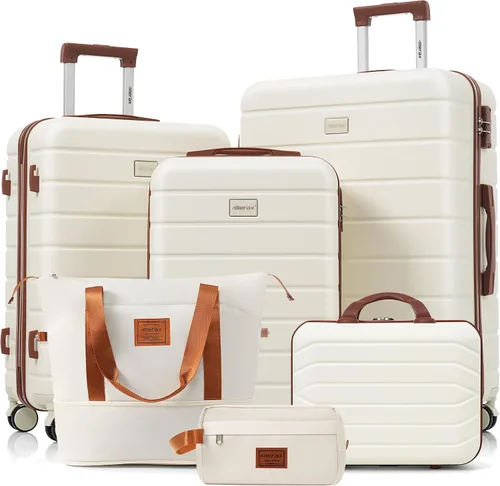 Vista 85 de Merax 3 piezas expandible ABS Hardshell equipaje Sets Spinner Wheel Maleta TSA Lock Suit Case, Apertura frontal negra, Juego de 2 piezas, Maleta