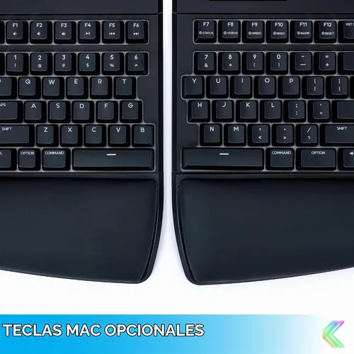 Vista 7 de KINESIS Freestyle Edge RGB Plus Split Teclado mecánico Interruptores lineales Hotswap RGB Ergonómico Soporte de palma desmontable