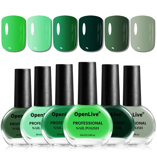 Vista 10 de OpenLive Juego de 12 esmaltes de uñas con combinación de 10 colores, 2 capas base y superior, esmalte de uñas de secado rápido de larga duración