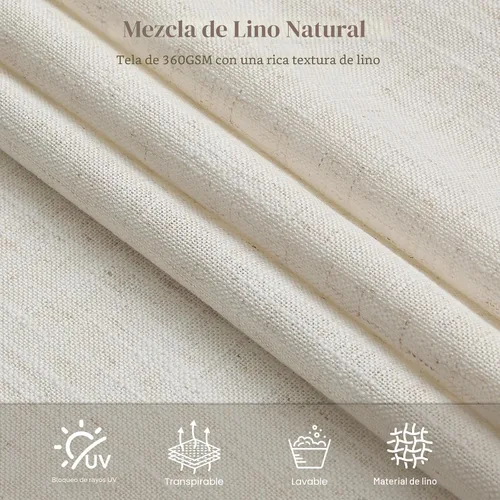 Vista 8 de Cortinas plisadas de lino semitransparentes de 96 pulgadas, filtrado de luz Natural