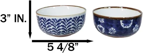 Vista 6 de Ebros Gift Made In Japan Shades Of Blue - Juego de 4 cuencos artísticos de porcelana para ensalada de arroz, miso, sopa de helado, cuenco