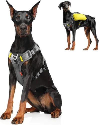 Vista 10 de Fida - Arnés resistente para perro, pechera para viaje, campamento o senderismo. Para perro pequeño, mediano y grande, con 2 bolsillos laterales