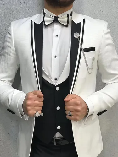 Vista 6 de Esmoquin negro para hombre, traje de boda de 3 piezas para hombre, ajuste delgado, esmoquin, trajes de baile de graduación, trajes de fiesta