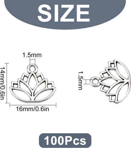 Vista 2 de SUNNYCLUE 100 dijes de loto y chakras de aleación para hacer joyas, aretes, collares, accesorios de pulsera para mujeres adultas, manualidades