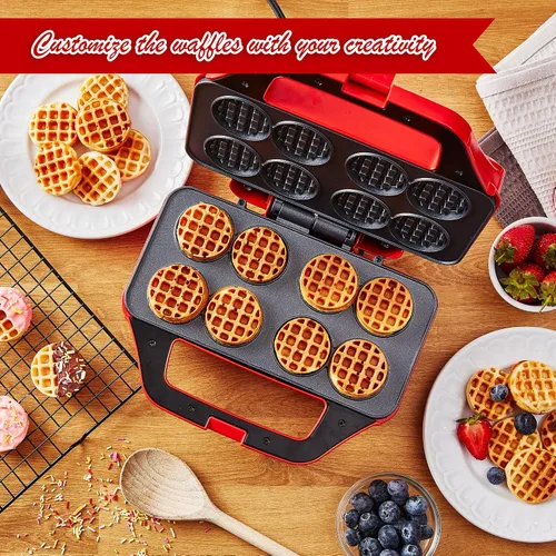 Vista 6 de Mini waflera para niños, pequeña plancha antiadherente para gofres, hace gofres finos de 8 x 2 pulgadas, fácil de usar, Waflera Electrica, recetas