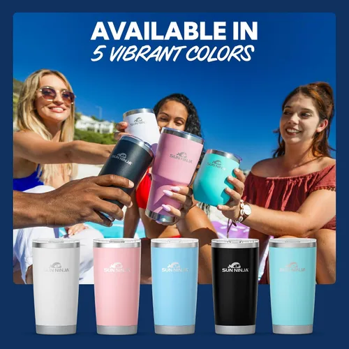 Vista 6 de SUN NINJA Vaso de acero inoxidable de 20 onzas, taza aislada al vacío de doble pared con tapa fácil de abrir, jarra de café de 20 onzas de grado