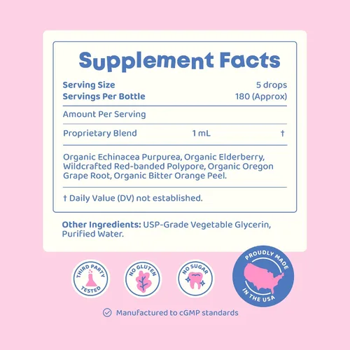 Vista 7 de JoySpring Immune Drops - Suplemento de apoyo a la inmunidad para niños (1 onza líquida, 30 porciones) con líquido orgánico de saúco, equinácea, raíz