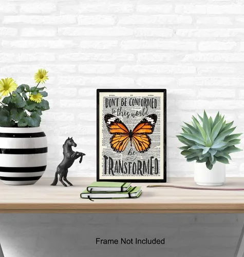 Vista 4 de Decoración de pared de mariposa, arte de diccionario reciclado, póster motivacional de 8 x 10 pulgadas para el hogar, dormitorio, oficina, regalo