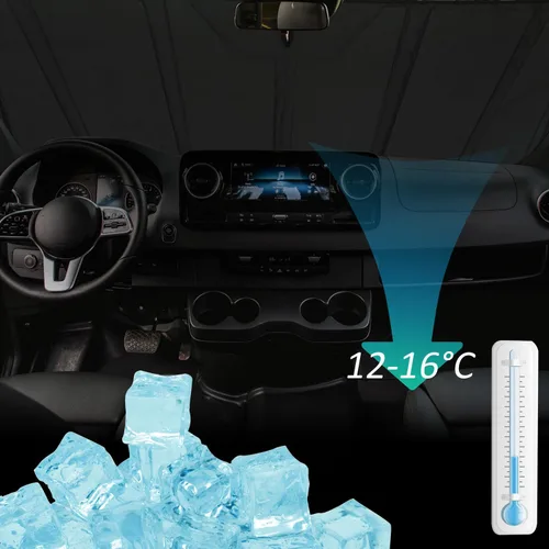 Vista 2 de ROCCS Parasol para parabrisas más grueso compatible con Mercedes Benz Sprinter Freightliner Cargo Crew 2007-2025, parasol plegable con diseño