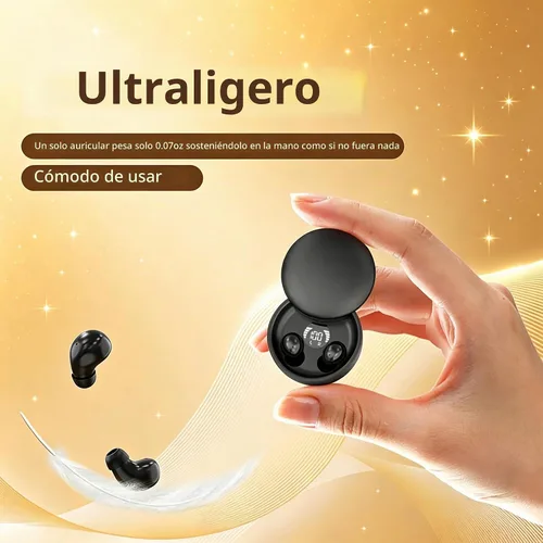 Vista 2 de Mini auriculares Bluetooth invisibles, ultra ligeros, ajuste cómodo, para dormir de lado, mini auriculares con bloqueo de ruido, auriculares