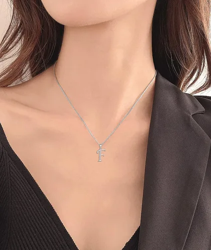 Vista 2 de YL Collares con iniciales para mujer, plata de ley 925, circonita cúbica, 26 joyas del alfabeto, Metal, circonita