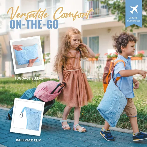 Vista 4 de BOACAY Manta de viaje para niños pequeños para avión, automóvil, manta suave para niños para guardería, almohada para niñas, niños con clip