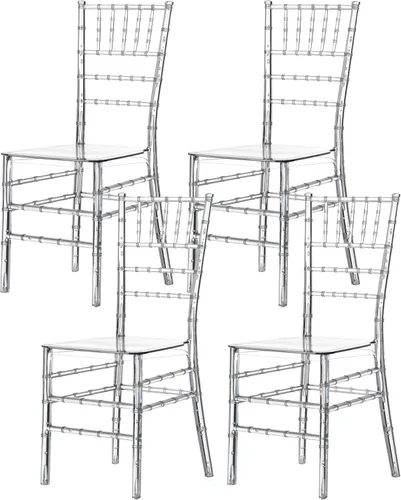 Vista 8 de Fabulaxe Silla de comedor moderna apilable Chiavari, Silla de fiesta transparente, Silla de acrílico de cristal para eventos y bodas, individual
