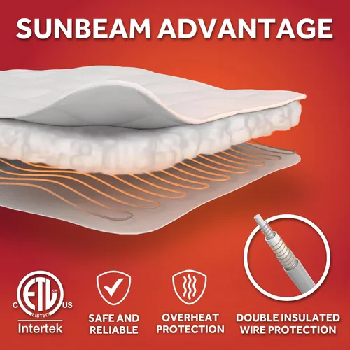 Vista 8 de Sunbeam - Funda para colchón con poliéster y conexión Wi-Fi, cobija eléctrica, 10 ajustes de calor, tamaño individual