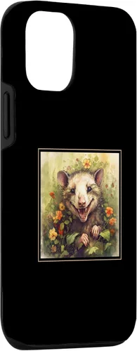 Vista 3 de iPhone 14 Zarigüeya Jardín Flores Pintura Mascota Mamá Papá Caso