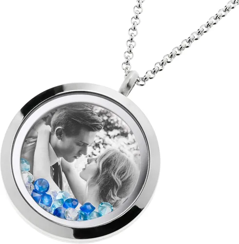 Vista 3 de Dreambell - Collar de acero inoxidable personalizado, con colgante redondo de 1.181 in