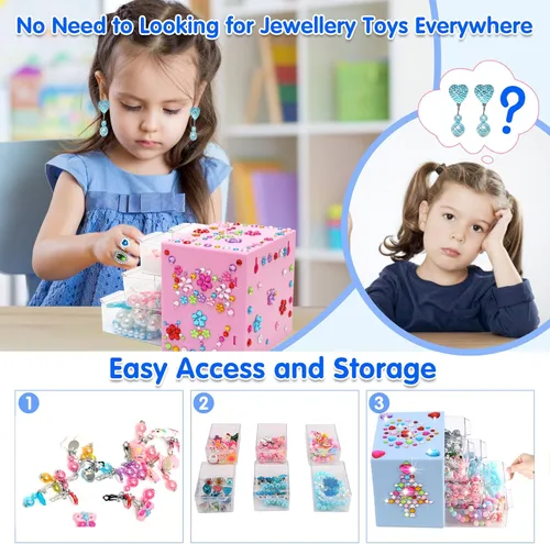 Vista 4 de Juguetes para edades de 5 a 7 años, joyería, juguetes para niñas de 8 a 10 años, aretes de clip, juguete para niñas pequeñas de 6 a 8 años, disfraz