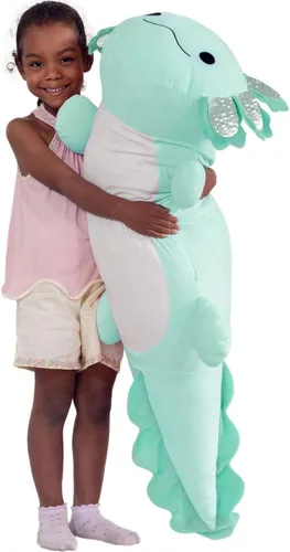 Vista 12 de BENINY Juguete de Peluche Grande de Ajolote Azul, Animal de Peluche Gigante de Ajolote de 39", Juguetes Grandes Regalo para Niñas Niños, Almohada