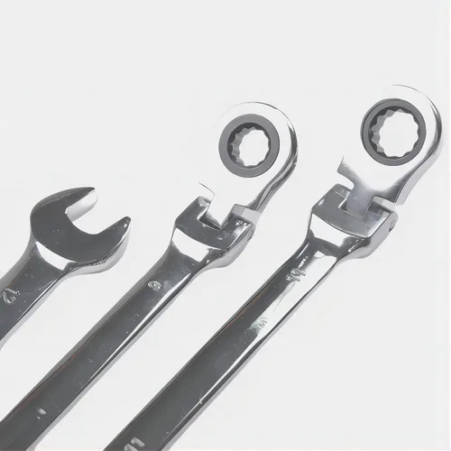 Vista 3 de Llave de trinquete de 0.866 in, cabeza flexible, llave combinada, llave métrica de acero cromado vanadio CR-V pulido, caja y anillo de extremo