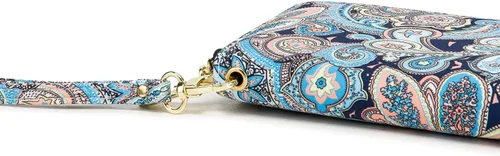 Vista 175 de Cartera de mano para mujer, estilo bohemio, con RFID, elegante, espaciosa con correa para viajes, capacidad para tarjetas, teléfono, dinero