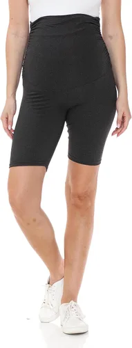 Vista 2 de Leggings Depot Pantalones cortos de maternidad con cintura lateral fruncida para mujer, pantalones cortos sobre el vientre