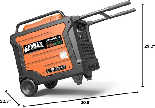 Vista 8 de GENMAX Generador portátil, motor portátil de combustible dual súper silencioso de 9000 W con capacidad paralela, arranque remoto/eléctrico, ideal
