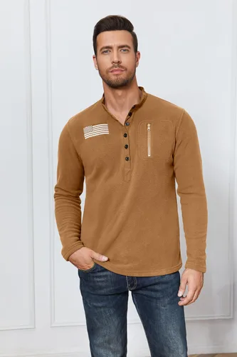 Vista 4 de Beotyshow Chaqueta de forro polar táctica para hombre, suave, cálido, con cremallera de un cuarto