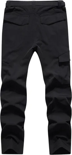 Vista 2 de MOERDENG Pantalones de senderismo ligeros para hombre con cinturón, impermeables, de secado rápido, pantalones tácticos elásticos