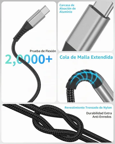 Vista 5 de Cable corto USB C a USB C de 1 pie, paquete de 3 cables de carga rápida Cable USBC a USBC de 1 pie para iPhone 15, 16, 17 Pro Max, iPad, MacBook
