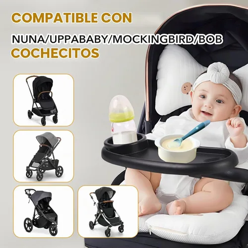 Vista 7 de Bandeja de aperitivos compatible con Mockingbird, Nuna, Evenflo Stroller