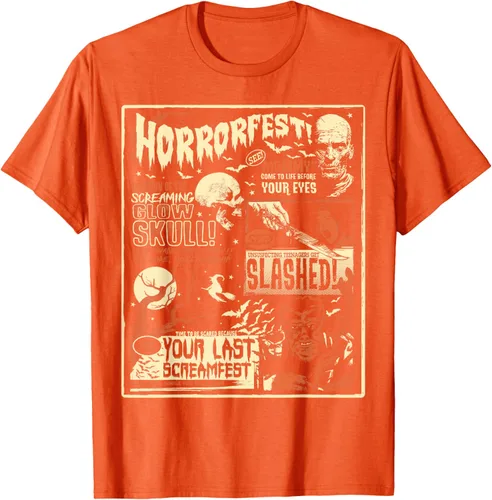 Vista 54 de Vintage Horrorfest Movie Poster Terror Old Time Halloween Camiseta S Negro