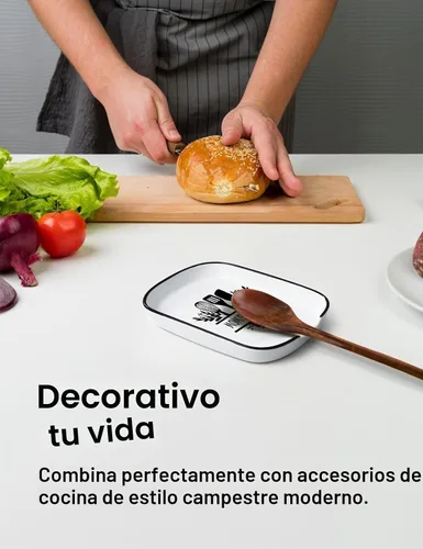 Vista 3 de Funny Mom's - Soporte de cuchara de cerámica con tabla de conversiones, soporte para utensilios de cocina de granja para estufa, encimera de cocina