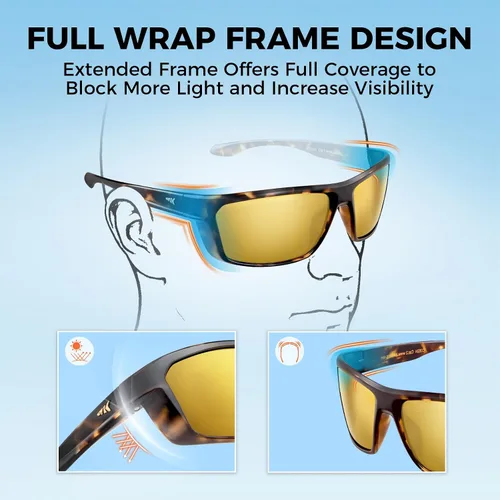 Vista 5 de KastKing Huzzah - Lentes de sol deportivos, polarizados y con protección ultravioleta, para hombres y mujeres, ideales para conducir, pescar, hacer