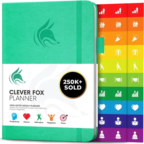 Vista 9 de Clever Fox Planner – Planificador semanal y mensual sin fecha para productividad, manejo del tiempo y objetivos – Diario organizador – A5