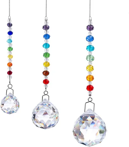 Vista 8 de Juego de 3 prismas de cristal para colgar en la ventana del arco iris 3 piezas