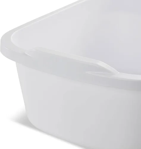 Vista 9 de Sterilite 06478008 - Sartén de cocina de plástico multiusos reforzado y duradero de 12 cuartos de galón con asas moldeadas, color blanco