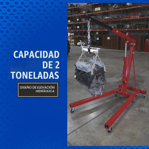 Vista 2 de Strongway Grúa con motor hidráulico con nivelador de carga, capacidad de 2 toneladas,1-82 5/8 pulgadas. rango de ascensor