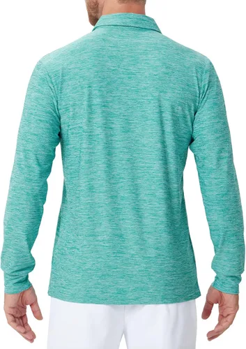 Vista 15 de NAVISKIN Camisas polo de manga larga para hombre, camisas de golf con cuello UPF 50 SPF para hombre, secado rápido, absorbe la humedad